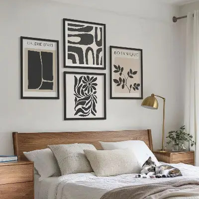 Abstracte plantpatronen set van posters met lijst