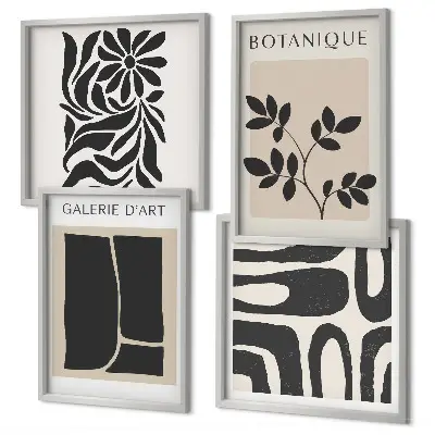 Abstracte plantpatronen set van posters met lijst