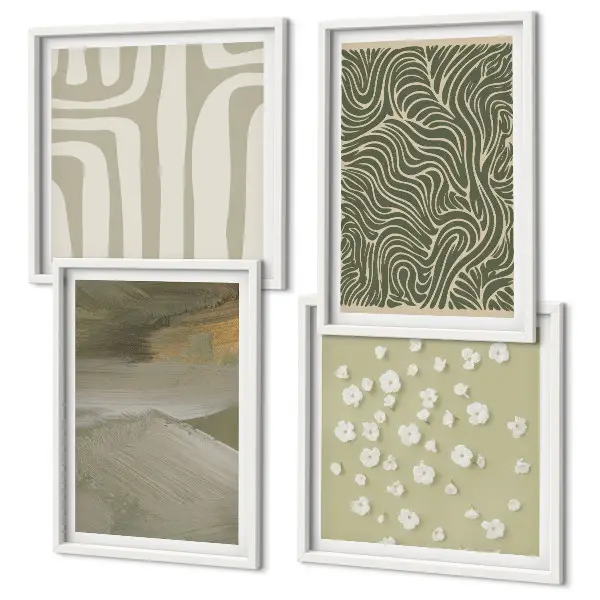 Abstracte boho-patronen set van posters met lijst
