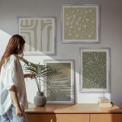 Abstracte boho-patronen set van posters met lijst