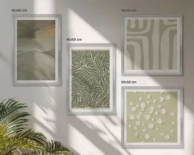 Abstracte boho-patronen set van posters met lijst
