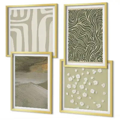 Abstracte boho-patronen set van posters met lijst
