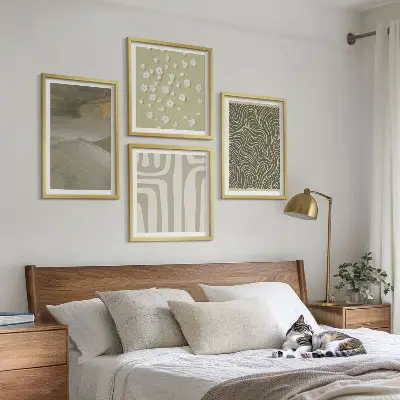Abstracte boho-patronen set van posters met lijst