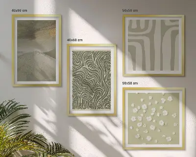 Abstracte boho-patronen set van posters met lijst