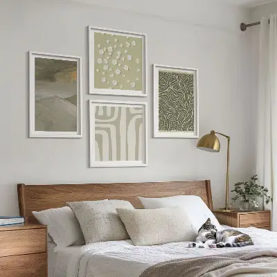 Abstracte boho-patronen set van posters met lijst