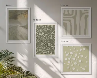 Abstracte boho-patronen set van posters met lijst