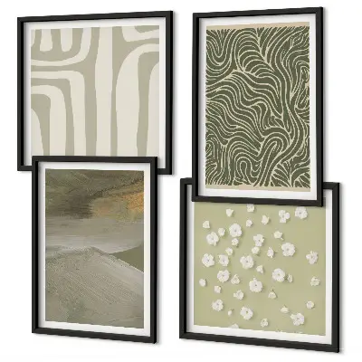 Abstracte boho-patronen set van posters met lijst