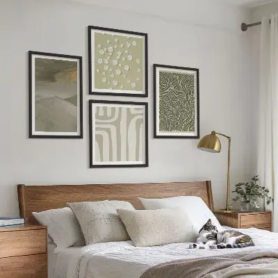 Abstracte boho-patronen set van posters met lijst