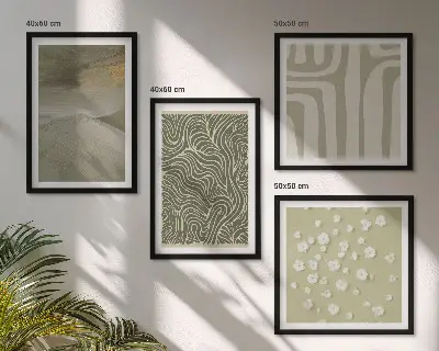 Abstracte boho-patronen set van posters met lijst