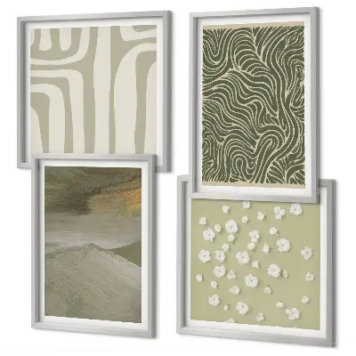 Abstracte boho-patronen set van posters met lijst