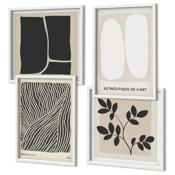 Minimalistische plantenpatronen meerluik in lijst