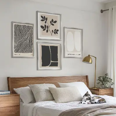 Minimalistische plantenpatronen meerluik in lijst