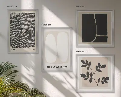 Minimalistische plantenpatronen meerluik in lijst