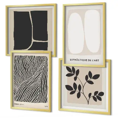 Minimalistische plantenpatronen meerluik in lijst