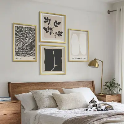 Minimalistische plantenpatronen meerluik in lijst