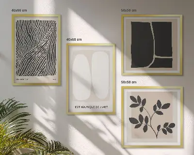 Minimalistische plantenpatronen meerluik in lijst
