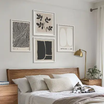 Minimalistische plantenpatronen meerluik in lijst