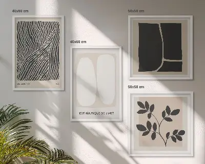 Minimalistische plantenpatronen meerluik in lijst