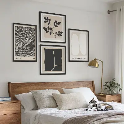 Minimalistische plantenpatronen meerluik in lijst