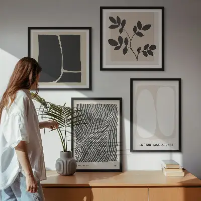Minimalistische plantenpatronen meerluik in lijst