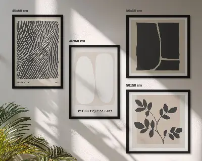 Minimalistische plantenpatronen meerluik in lijst