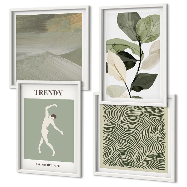 Set van posters met lijst Abstracte plantpatronen