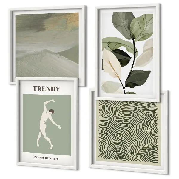 Abstracte plantpatronen set van posters met lijst