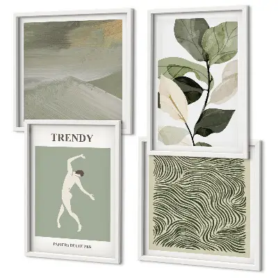 Abstracte plantpatronen set van posters met lijst