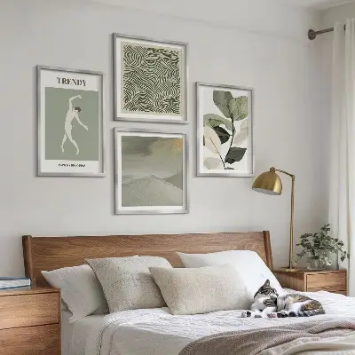 Abstracte plantpatronen set van posters met lijst