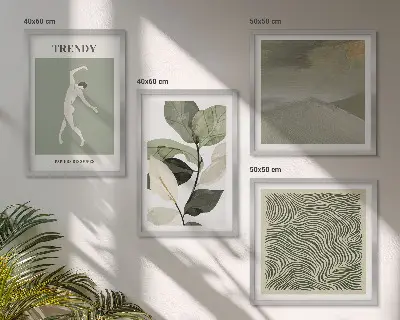 Abstracte plantpatronen set van posters met lijst