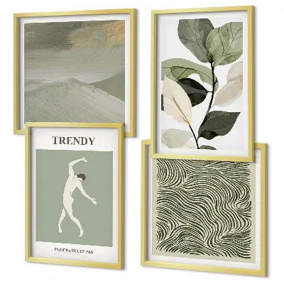 Abstracte plantpatronen set van posters met lijst