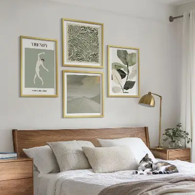 Abstracte plantpatronen set van posters met lijst