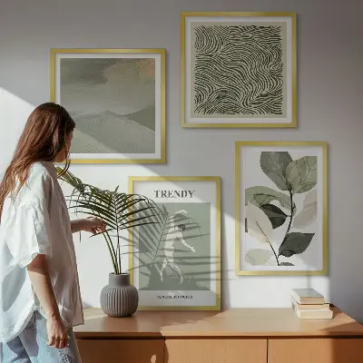 Abstracte plantpatronen set van posters met lijst