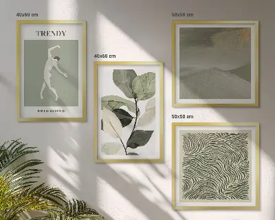 Abstracte plantpatronen set van posters met lijst