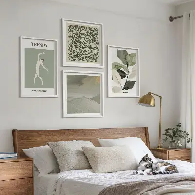 Abstracte plantpatronen set van posters met lijst