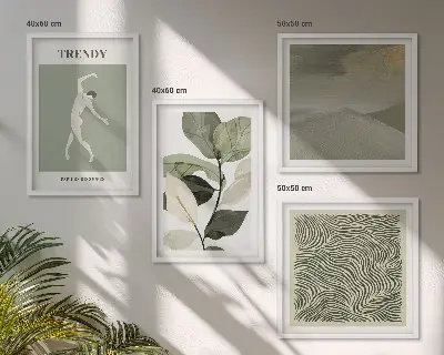 Abstracte plantpatronen set van posters met lijst