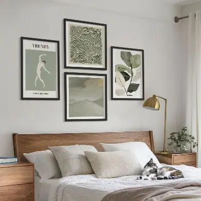 Abstracte plantpatronen set van posters met lijst