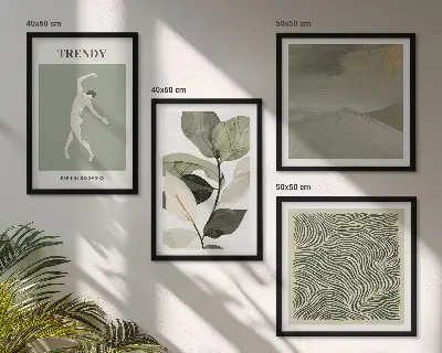 Abstracte plantpatronen set van posters met lijst