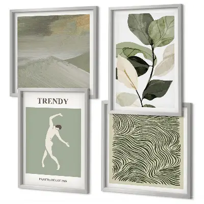 Abstracte plantpatronen set van posters met lijst