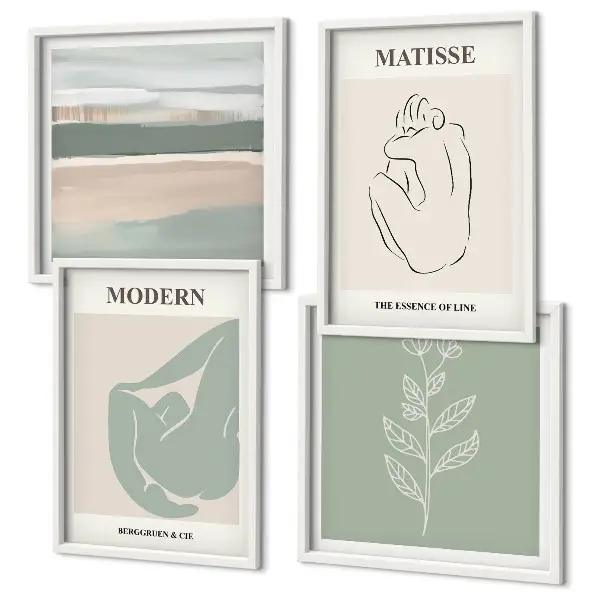 Set posters met lijst Abstracte plantvormen set van posters met lijst