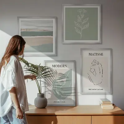 Set posters met lijst Abstracte plantvormen set van posters met lijst