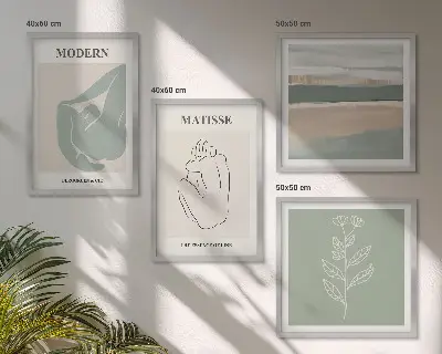 Set posters met lijst Abstracte plantvormen set van posters met lijst