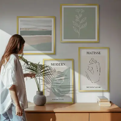 Set posters met lijst Abstracte plantvormen set van posters met lijst