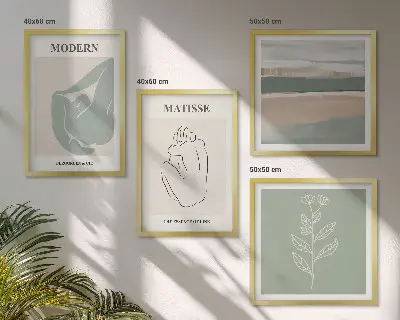 Set posters met lijst Abstracte plantvormen set van posters met lijst