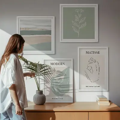 Set posters met lijst Abstracte plantvormen set van posters met lijst