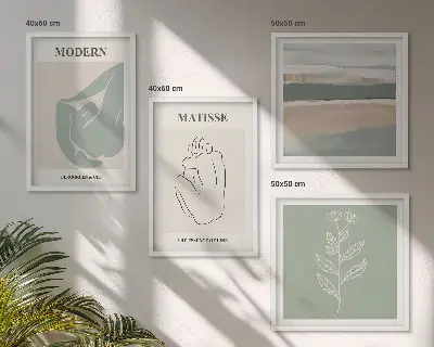 Set posters met lijst Abstracte plantvormen set van posters met lijst