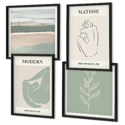 Set posters met lijst Abstracte plantvormen set van posters met lijst