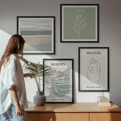 Set posters met lijst Abstracte plantvormen set van posters met lijst