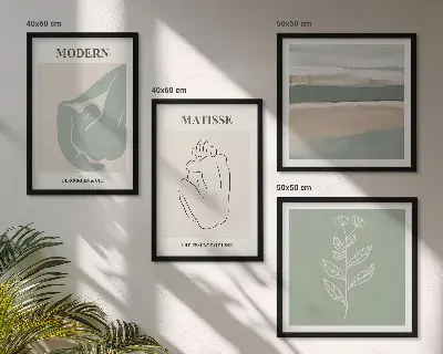 Set posters met lijst Abstracte plantvormen set van posters met lijst