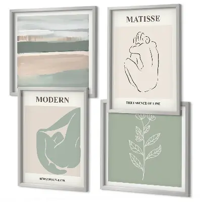Set posters met lijst Abstracte plantvormen set van posters met lijst